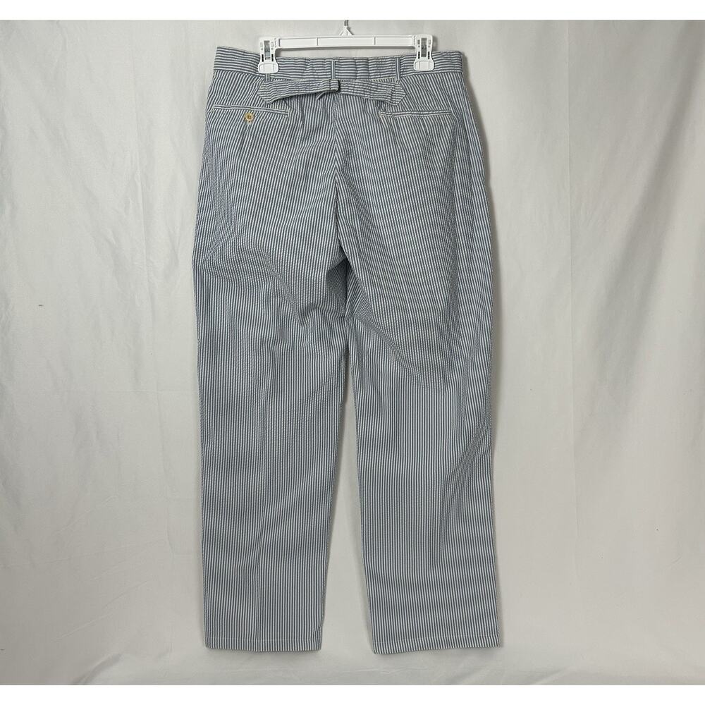 VTG Polo Ralph Lauren Pants 32x30 Blue Seersucker Cotton Chino Buckle Back RARE
